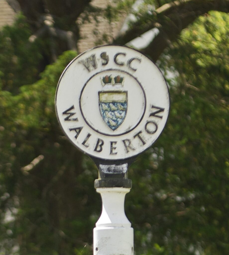 Walberton sign post head only showing WSCC Walberton