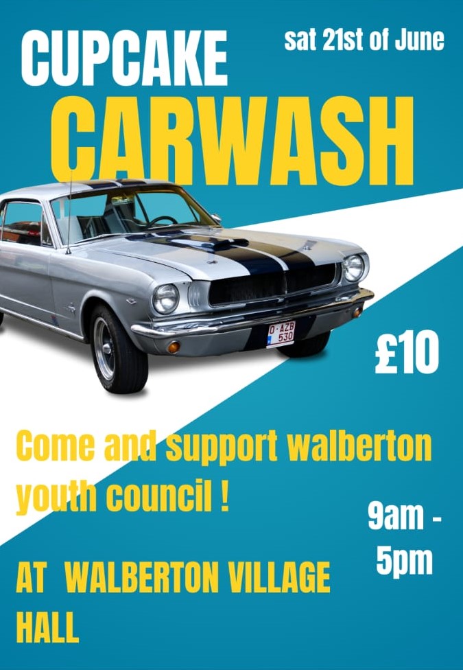 Poster with details of Cupcake Carwash on 21st June