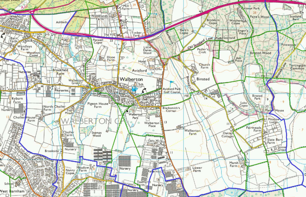 Map of the Parish showing public rights of way